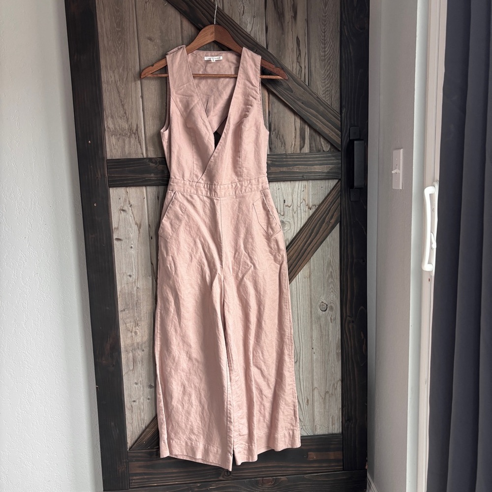 Avec Les Filles dusty pink linen blend jumpsuit size 0